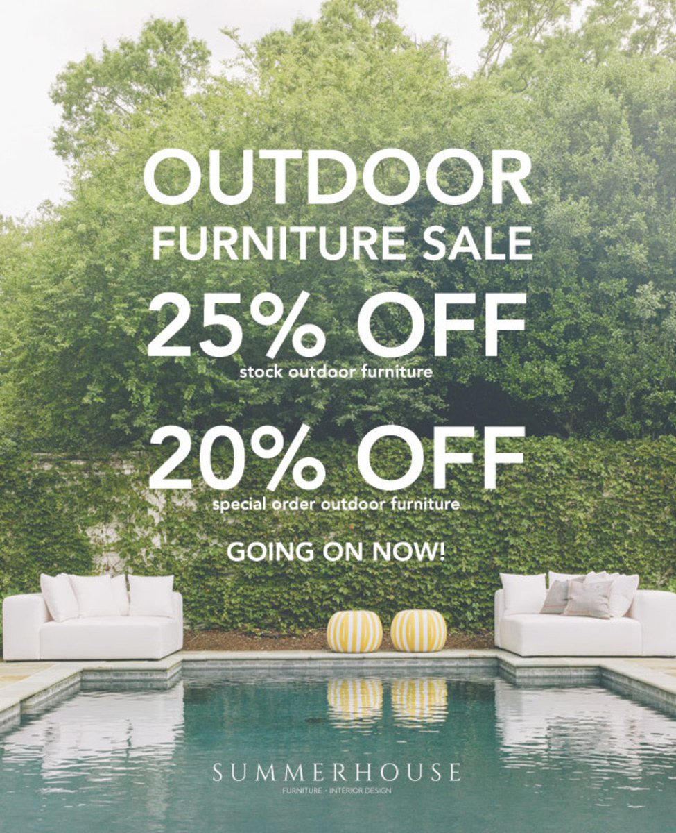 Don't forget about our OUTDOOR SALE going on now! Save big on both in-stock and special order outdoor purchases! Contact a SummerHouse designer for details // #summerhousestyle