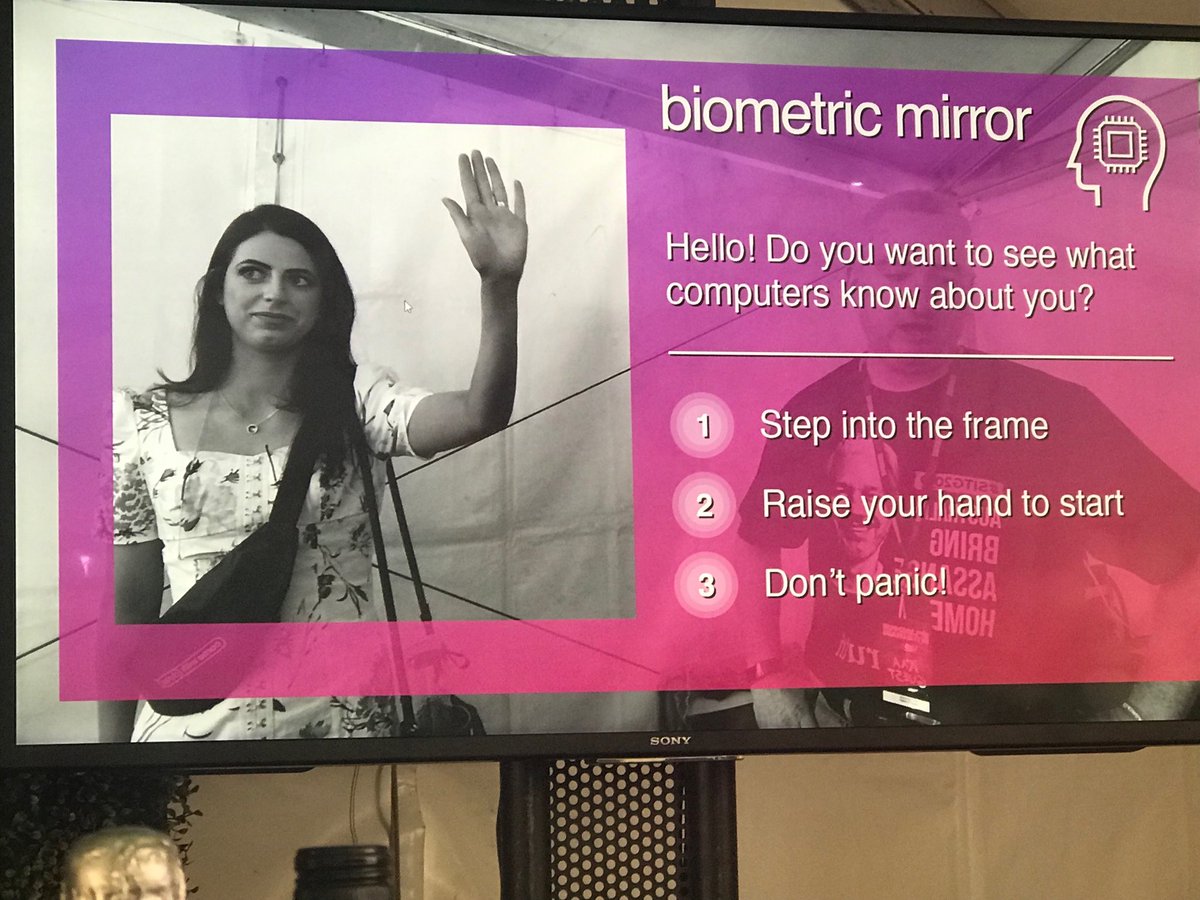 jackie_randles's tweet photo. Creepy as ... visit the #sciencetent @SITG to see what the #biometricmirror reveals about you! #sitg2019 @inspiringaus https://t.co/oK0QpvRMmS