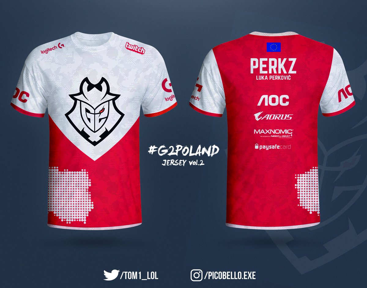 picobelloXGod's tweet photo. Hi! My name is Tomasz and I'm support @G2esports since 2017 π I was bored at work today and I prepared a jersey designs for all polish fans π΅π±
I hope you like it @CarlosR π
#G2ARMY #G2POLAND #G2JERSEY https://t.co/bF9O4wX1OE