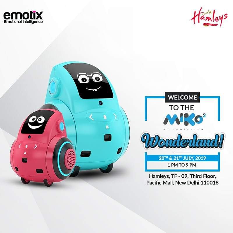 MikoRobot's tweet photo. We invite you & your kid to find your way to @Hamleys_India on 20th & 21st July, 2019 for a fun session with #Miko 2 & make a lot of new #friends.
#Robot #Emotix #Robotics https://t.co/xsI7ythE9f