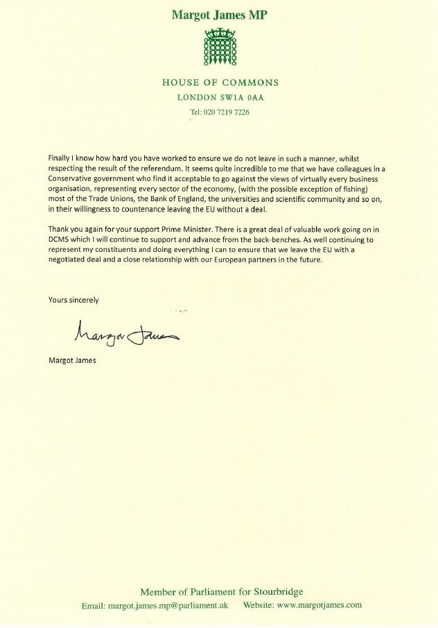 Thank you for the kind messages of support for the position I took in the votes yesterday, you can read my letter of resignation below.