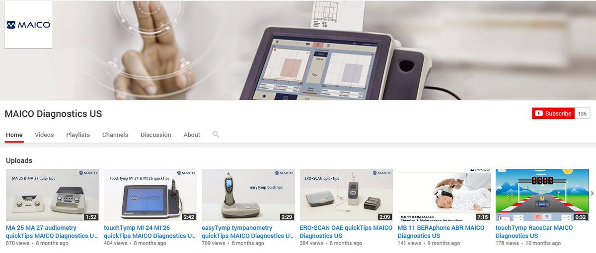 Have you seen the latest additions to <a href="/MAICOUSA/">MAICO Diagnostics</a> 's YouTube? Check out our page to see new easyTymp, MA 25, MA 27, touchTymp and ERO•SCAN quickTip videos. AND - don't forget to subscribe to our channel!  youtube.com/user/MaicoDiag… #MAICOuTube #audpeeps 😀👂