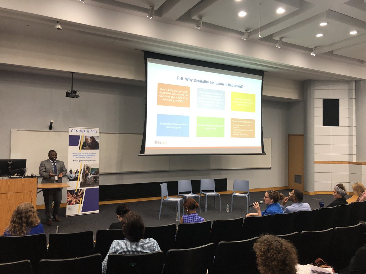 GWUGlobalWomen's tweet photo. .@habtishkebebe from @fhi360 talks about how even in programming where #disability is being made a priority, people with disabilities are not in decision making roles. #GenderPro #genderanddisability #intersectionality #inclusion https://t.co/FCkCBERstU