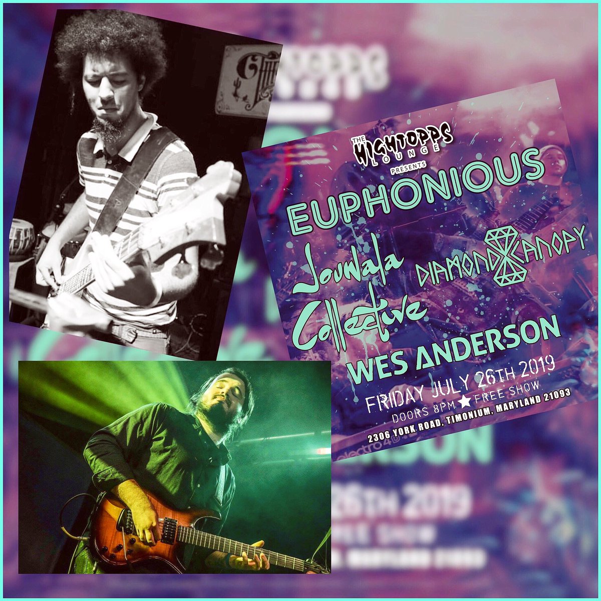 🌞Jouwala Collective hits Timonium, Maryland on July 26th for a FREE concert at the Hightopps Lounge. It’s a loaded bill featuring Euphonious, Diamond Canopy &amp; Wes Anderson. Don’t miss this excellent night of high-quality grooves!