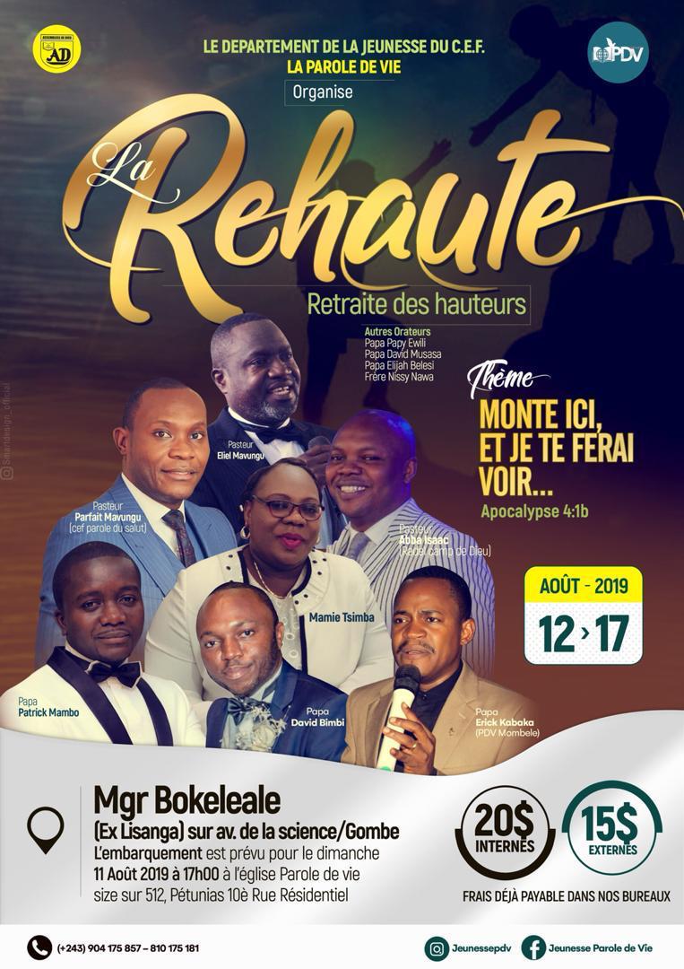 Envoyez vos enfants à la Retraite DES HAUTEURS. 

Une semaine....une transformation.
Les détails sur l'affiche.
Que Dieu vous bénisse abondamment.