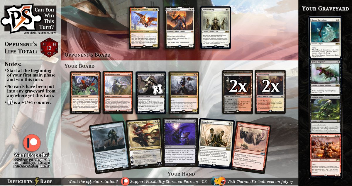 mtgpuzzles's tweet photo. Have you checked out our Core 2020 season opener featuring Embodiment of Agonies? Can this demon be Brought Back enough times to deal lethal damage?

The solution is up over at @ChannelFireball!  
https://t.co/oJRznHVGtp
#mtg #mtgpuzzles #mtgarena https://t.co/hd6el3WrwV