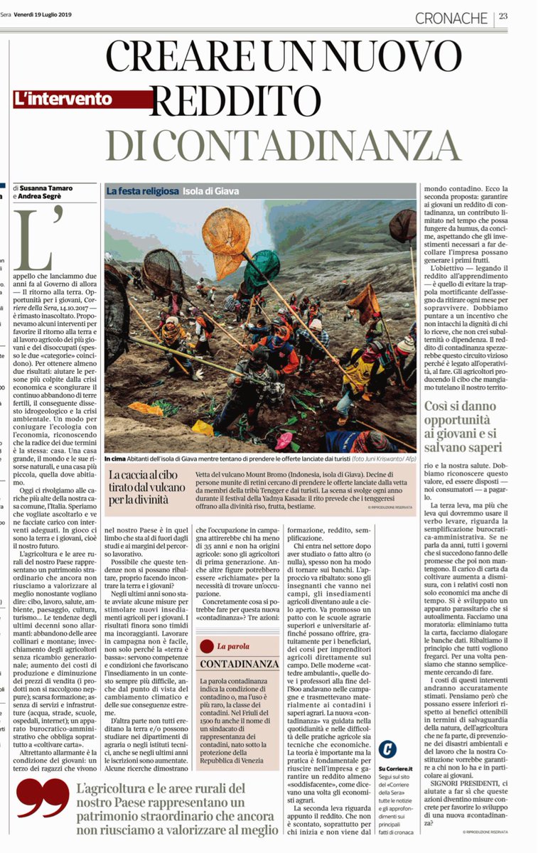 andrea_segre's tweet photo. L’appello che lanciammo 2 anni fa è rimasto inascoltato. con Susanna Tamaro riprendiamo oggi sul Corriere l’appello per il ritorno al lavoro agricolo dei piu giovani e dei disoccupati (spesso le 2 “categorie” coincidono). In gioco ci sono la terra e i giovani, il nostro futuro. https://t.co/eqceU4daiJ