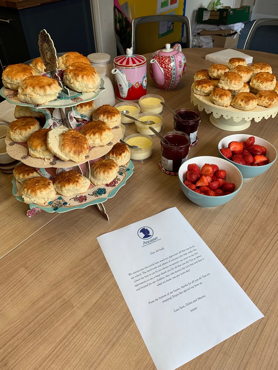 AncasterPrimary's tweet photo. SLT treat for all staff this morning!!! #appreciation #wecare #hardworkneverunnoticed https://t.co/qTlELxgv9p