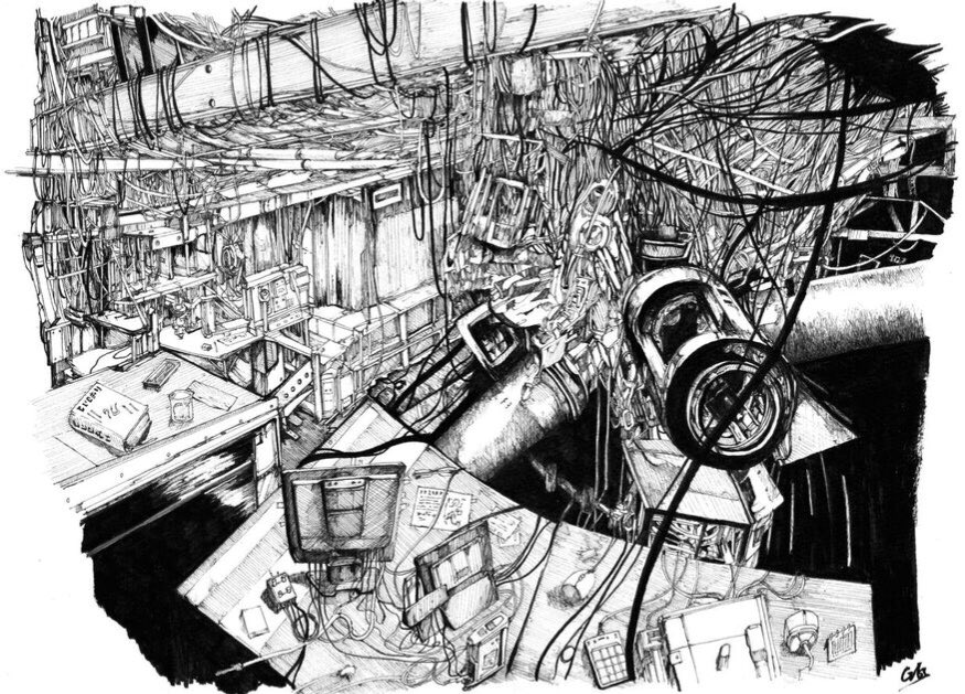 ごちゃごちゃした研究所 #ペン画 #夏の創作クラスタフォロー祭り #細密