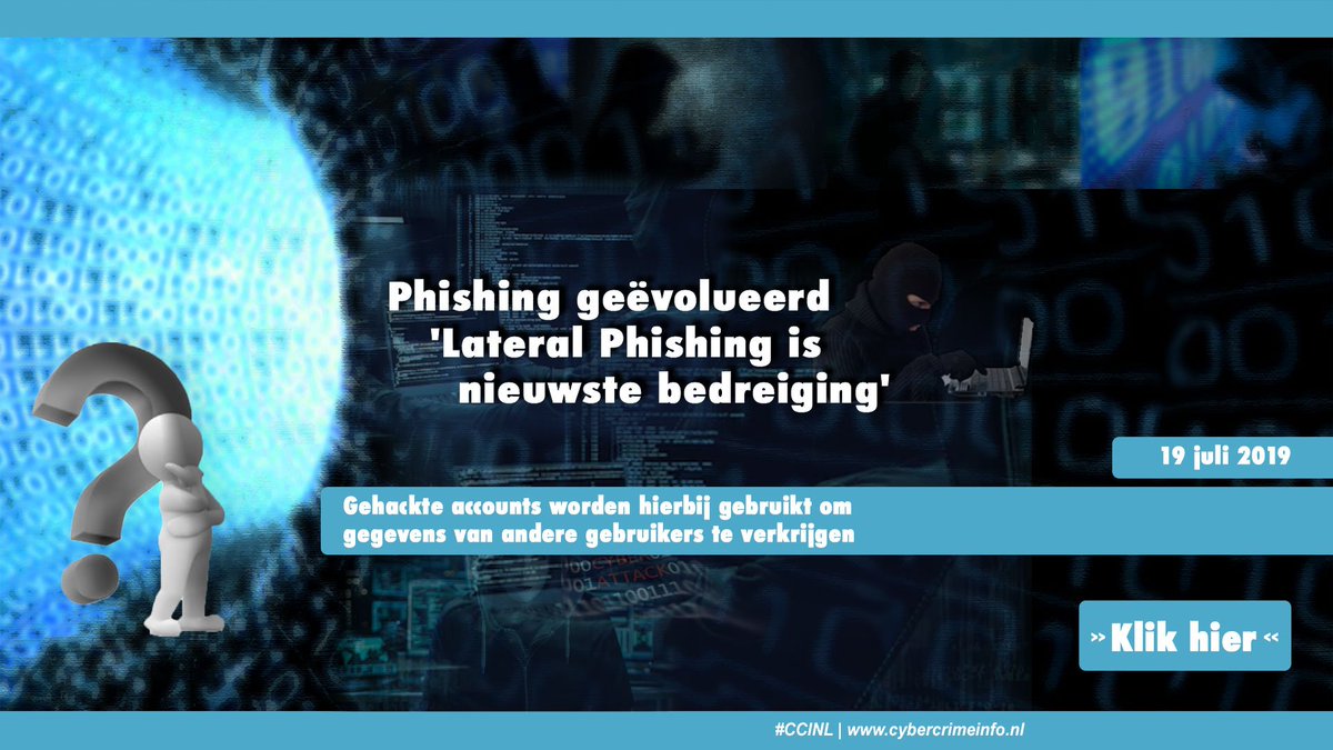 CCINLCybercrime's tweet photo. Het onderzoek beschrijft een #nieuwe #vorm van #phishing, genaamd '#Lateral #Phishing'. #Gehackte #accounts worden hierbij gebruikt om #gegevens van andere gebruikers te verkrijgen
https://t.co/CQbgFMQvIL
#Cybercrime #DigitaleCriminaliteit #CCINL #Cybercrimeinfo https://t.co/wWV7ZjYukF