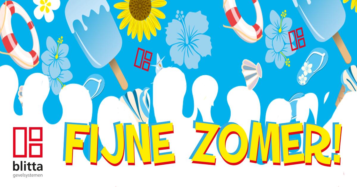 HET TEAM VAN BLITTA WENST U EEN FIJNE ZOMER!
Van maandag 29 juli tot en met vrijdag 16 augustus sluit Blitta haar deuren wegens bouwvak/zomervakantie.
Wij staan vanaf maandag 19 augustus weer met plezier voor u klaar.
