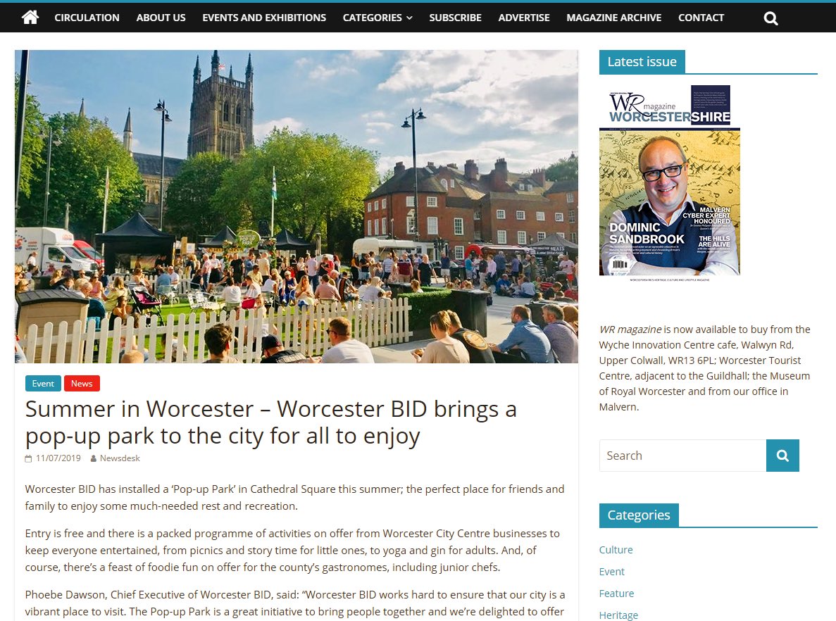 WorcesterBID's tweet photo. A few highlights of recent @WorcesterBID #SummerinWorcester & #WorcFoodFest campaign #media coverage in the @MetroUK @live24seven @WR_magazine & Living Midlands Magazine https://t.co/MbdZ81QuiU