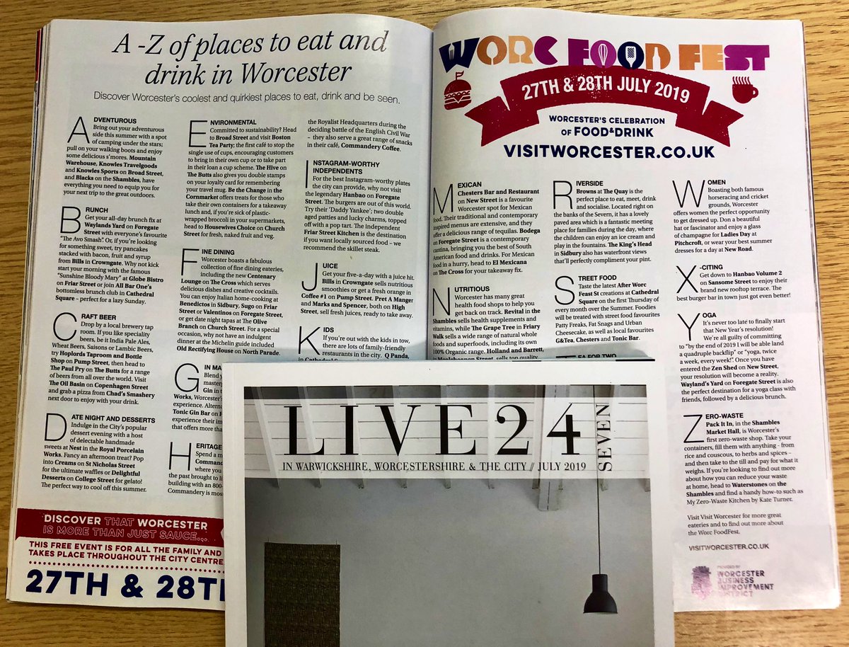 WorcesterBID's tweet photo. A few highlights of recent @WorcesterBID #SummerinWorcester & #WorcFoodFest campaign #media coverage in the @MetroUK @live24seven @WR_magazine & Living Midlands Magazine https://t.co/MbdZ81QuiU