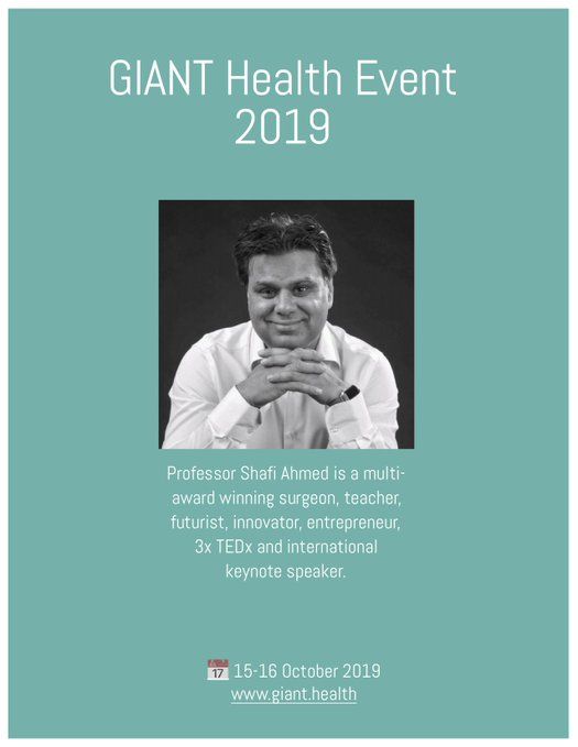 Meet <a href="/ShafiAhmed5/">Prof Shafi Ahmed PhD FRCS</a> a multi-award winning surgeon, teacher, futurist, innovator, entrepreneur.

Come and join us at📍Stamford Bridge 15 &amp; 16 October 📆
#GiantHealth2019 #healthcare #digitalhealth

Secure your ticket👇
gianthealthevent.com/tickets