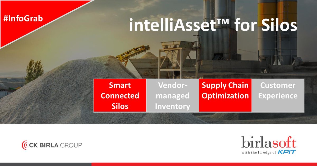 birlasoft's tweet photo. #InfoGrab | #intelliAsset™ for Silos is a Ready-Mix Concrete (RMX) #supplychain optimization solution that helps RMX businesses to monitor, manage and control inventory and assets (Silos, etc.) in real-time. https://t.co/OsrIsPWR7S #RMXsolution #DigitalTransformation https://t.co/If0pfy1BPw