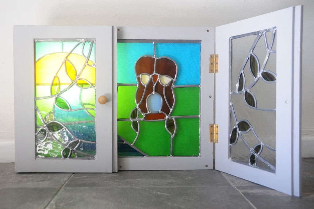 Demonstration piece <a href="/quayarts/">Quay Arts</a>  <a href="/IOWOpenStudios/">IOWOpenStudios</a> showing stained glass window and shutters!