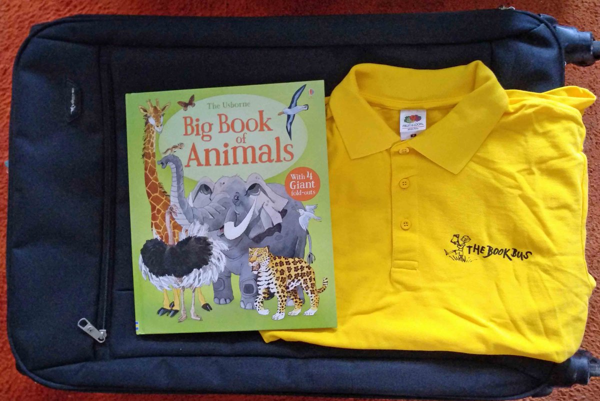 strangelymagic's tweet photo. All packed and ready to volunteer today for a month on @thebookbus's reading programme in Zambia, helping children with their literacy skills &amp; getting them excited about reading. This year's theme is 'Animal Planet', so I'm bringing copies of @Usborne's Big Book of Animals. https://t.co/FIqN2ZAflY