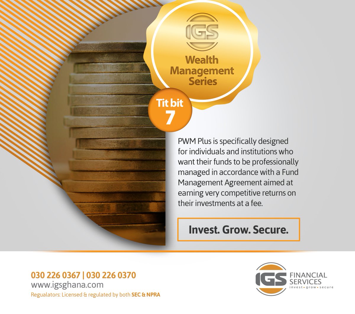 IGS_Ghana's tweet photo. Following our last post on the Wealth Management Series, find out who PWM Plus is designed for in today's tit bit.
#Invest #Grow #Secure #IGSFinancialServices #Significantlydifferent #Goals #Ghana #investments #Fridaywisdom #FridayNuggets
TIT BIT 7: https://t.co/PUh0Eumugg