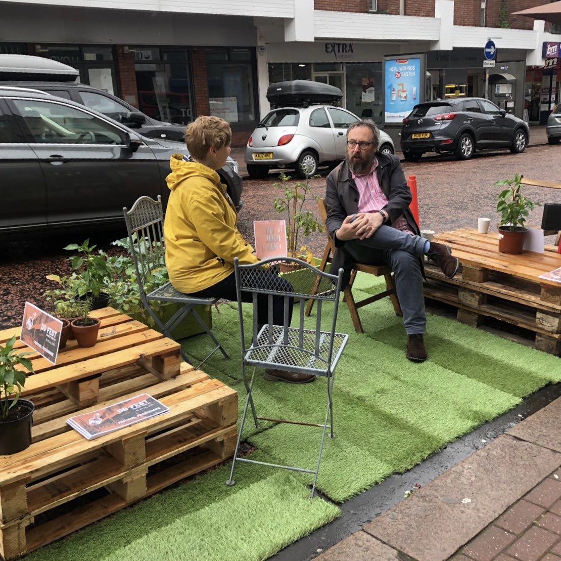 dudleycreates's tweet photo. From parking bays to parklet in no time at all! Pop by and imagine a different kind of High Street. #DoFestDudley https://t.co/7LYlugFuTH