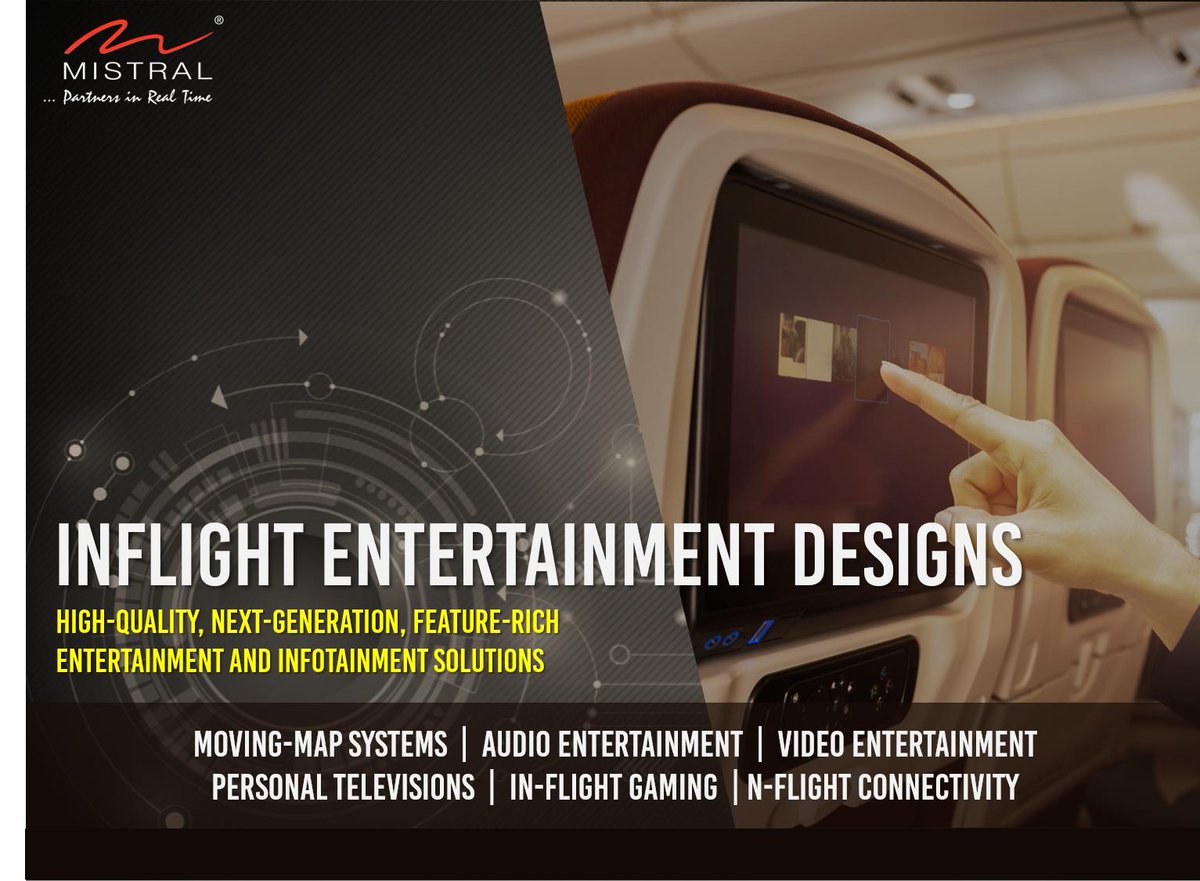 MistralSoln's tweet image. Design #Inflight entertainment solutions with seamless connectivity! Mistral offers cutting-edge embedded hardware and software solutions integrating audio, video, wireless technologies and #DSPAlgorithms, paving the way for intelligent, connected devices. bit.ly/2O4k6eZ