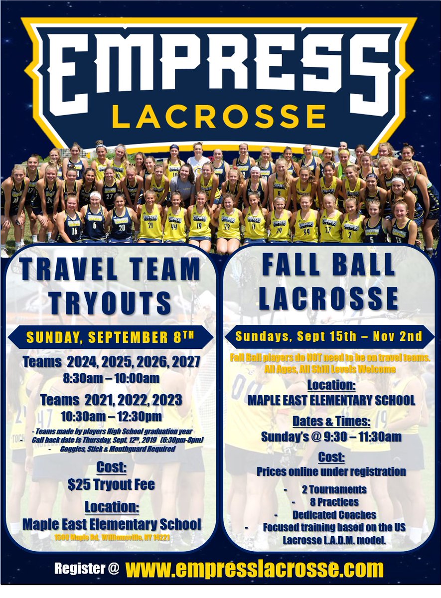 Fall Information.  Please share....  
@cgvl2018 <a href="/WEHSwomenslax/">East Womens Lacrosse</a> @wsw_lacrosse <a href="/lax_frontier/">Frontier Girls Lax</a> <a href="/HamLax716/">Hamburg Girls Lax</a> <a href="/NW_Girlslax/">NW Falcons Girls Lax</a> <a href="/opgvlax/">OPGVLAX</a> @AmherstWLax2019 <a href="/wnhsvlax/">Will North Girls Lax</a> <a href="/WillSouthGLax/">WSHS Girls Lacrosse</a> <a href="/GIVikingsSports/">Vikings Sports</a> <a href="/lakeshoreGVL/">LS Girls Lax</a> <a href="/edenlacrosse/">Phil Archabald</a>
