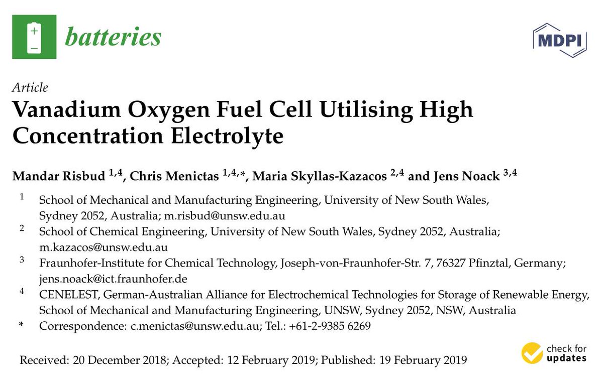 CENELEST's tweet photo. We published an open access article about a Vanadium Oxygen Fuel Cell utilizing up to 3.6 mol/L high concentration vanadium electrolyte #CENELEST #mdpibatteries Vanadium Oxygen Fuel Cell Utilising High Concentration Electrolyte https://t.co/KfKgB1PEZr  @MDPIOpenAccess https://t.co/XiJKkKr3nl