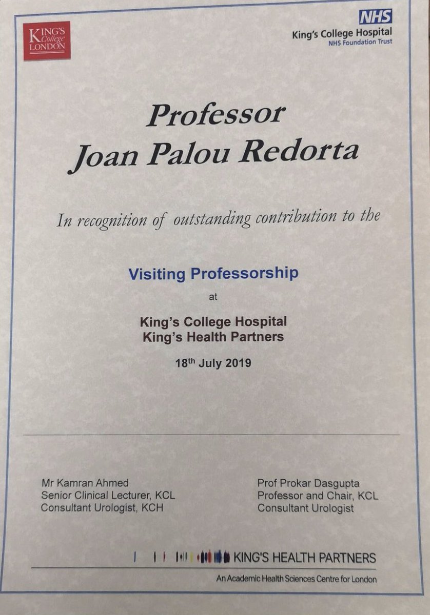 Kamran Ahmed (@kahmed198) on Twitter photo It was a pleasure to host Malcolm Coptocoat Visiting Professor, Prof Palou at <a href="/Urology_KCH/">KCH_Urology</a> | <a href="/kingshealth/">King's Health Partners</a>
<a href="/UrowebESU/">European School of Urology (EAU ESU)</a> | <a href="/joanfundi/">Joan Palou Redorta</a>
Day 1 lectures on training & bladder cancer
Day 2 visit to research facilities at <a href="/kingsmedicine/">King's Faculty of Life Sciences & Medicine</a> and @KCL_SIMULATE It was a pleasure to host Malcolm Coptocoat Visiting Professor, Prof Palou at <a href="/Urology_KCH/">KCH_Urology</a> | <a href="/kingshealth/">King's Health Partners</a>
<a href="/UrowebESU/">European School of Urology (EAU ESU)</a> | <a href="/joanfundi/">Joan Palou Redorta</a>
Day 1 lectures on training & bladder cancer
Day 2 visit to research facilities at <a href="/kingsmedicine/">King's Faculty of Life Sciences & Medicine</a> and @KCL_SIMULATE