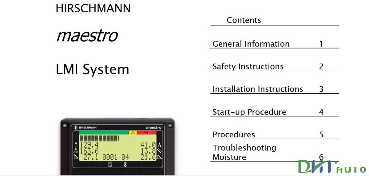 DHT_auto's tweet image. 👏HIRSCHMANN Maestro LMI System User Manual

😇Link see details and download:
dhtauto.com/dht/threads/hi…

👉Click here  (link: dhtauto.com)   if you want to visit our forum
Thank you so much.

#dhtauto #HIRSCHMANN #User_Manual