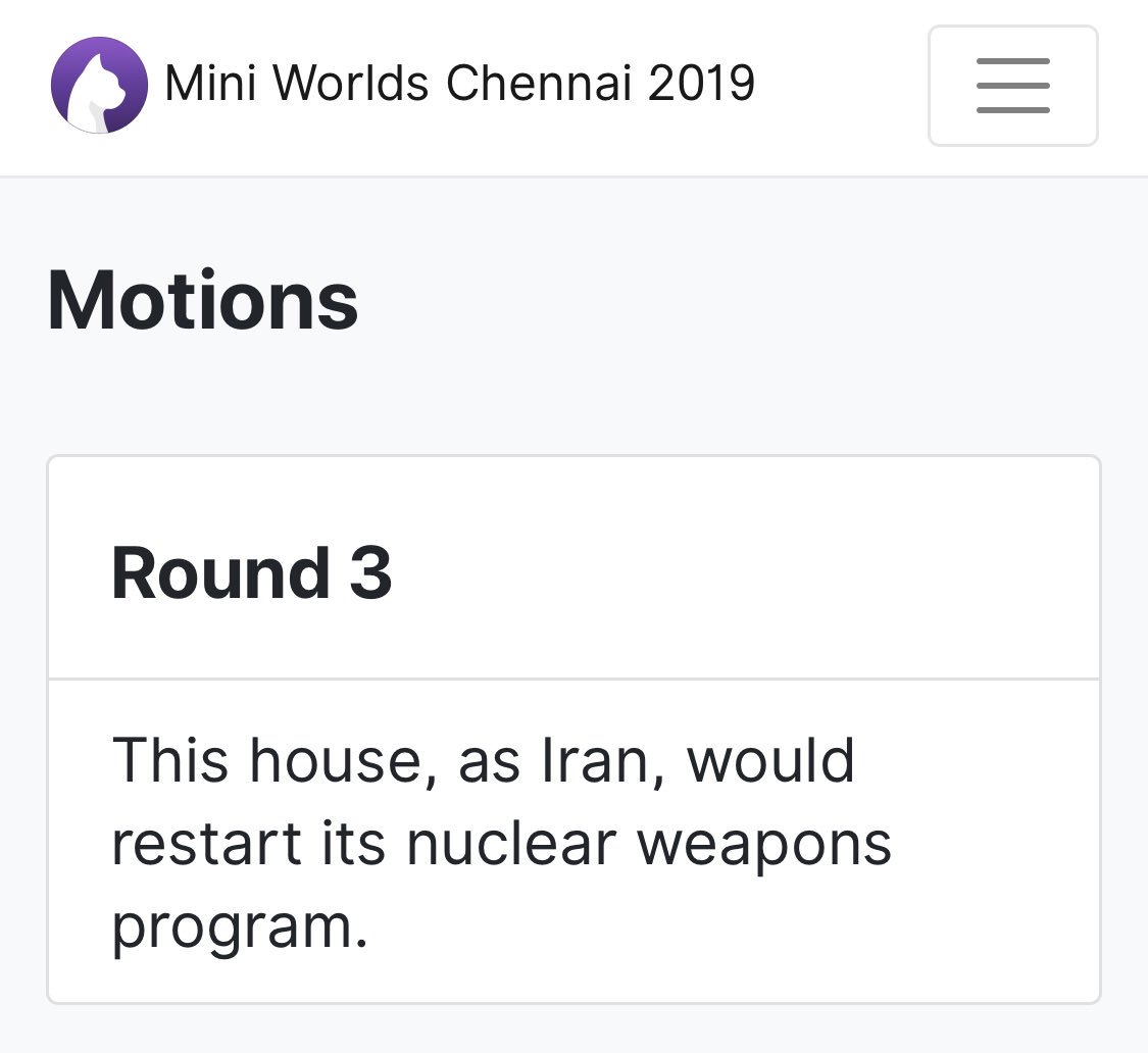 TeamIndiaWSDC's tweet photo. Motion for round 3!
#Mini19 https://t.co/JutIInXPQe