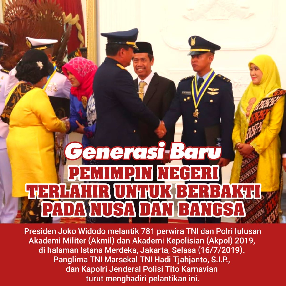 AgathaLula's tweet photo. Selamat atas dilantiknya generasi baru TNI dan Polri, selamat mengabdi pd negeri ini 
@jokowi @tjahjantohadi @Puspen_TNI #P5TNI https://t.co/xInG1S63M3