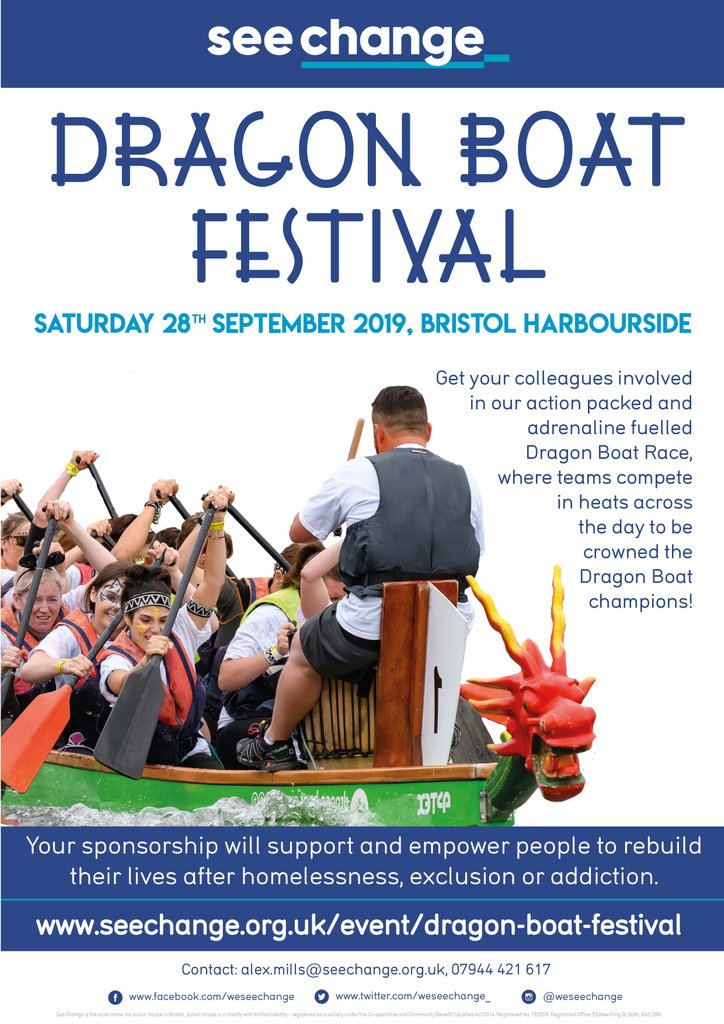 Celebrate with us on the Harbourside...recreating the Chinese tradition of the Dragon Boat! The Dragon represents power, wisdom and luck and is believed to control the rains, rivers, lakes and seas! Can your team win the prestigious Dragon Boat title 2019? seechange.org.uk/event/dragon-b…
