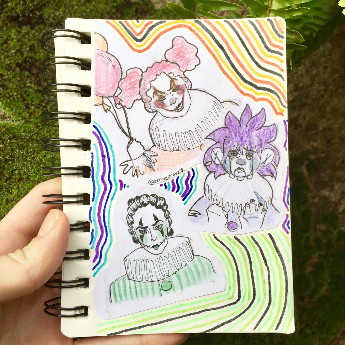 renaedraws1's tweet photo. ~ 🤡 hallucination 🤡 ~ i decided to colour some doodles and they turned out cool :) https://t.co/Za3U7Tf4UD