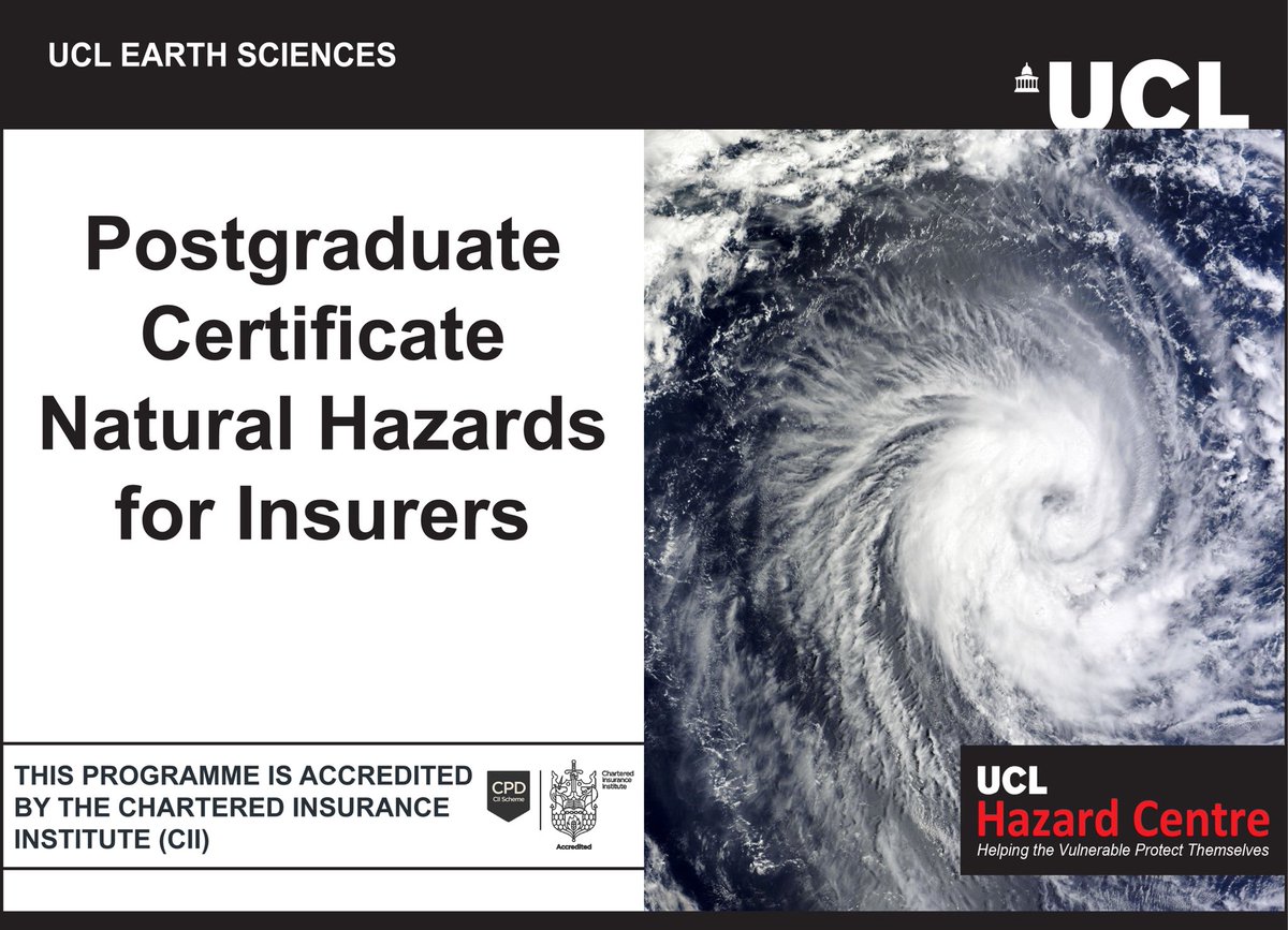 Natural Hazards for Insurers Postgraduate Certificate programme. Accredited by the Chartered Insurance Institute.