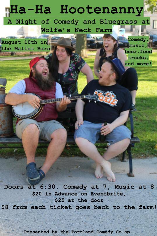We are just over three weeks away from Ha Ha Hootennany, our epic summer comedy &amp; bluegrass show at Wolfe's Neck Farm in Freeport! We'll have food trucks, beer, and lots of laughin' and banjo pickin'!
eventbrite.com/e/ha-ha-hooten…