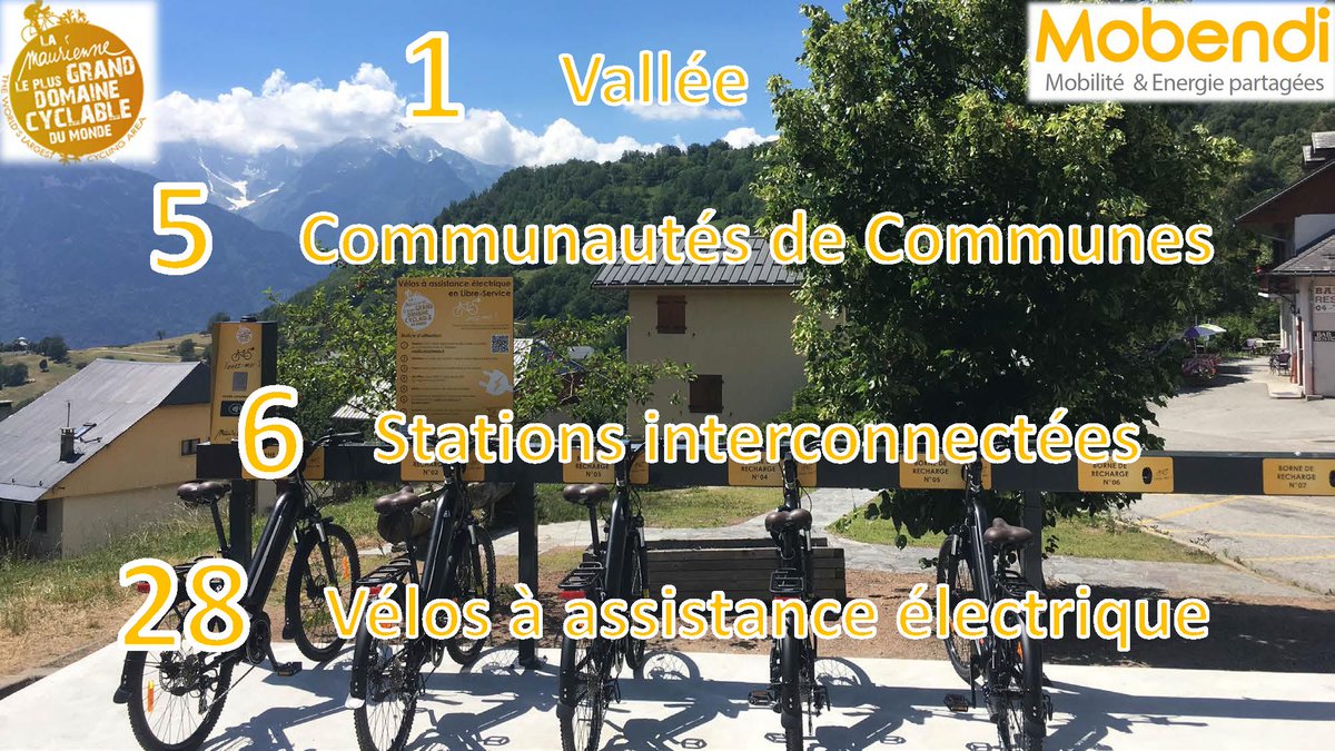 28 vélos électriques Libre Service à l'assaut des montagnes de la Maurienne, plus grand domaine cyclable du monde ! 
Merci aux communes de <a href="/MairieModane/">Mairie de Modane</a> , @Valmeinier , <a href="/my_SFL/">StFrancoisLongchamp</a> et @Stjeanmaurienne et bonne route aux usagers du service ! 
Site internet : mobendi.com
