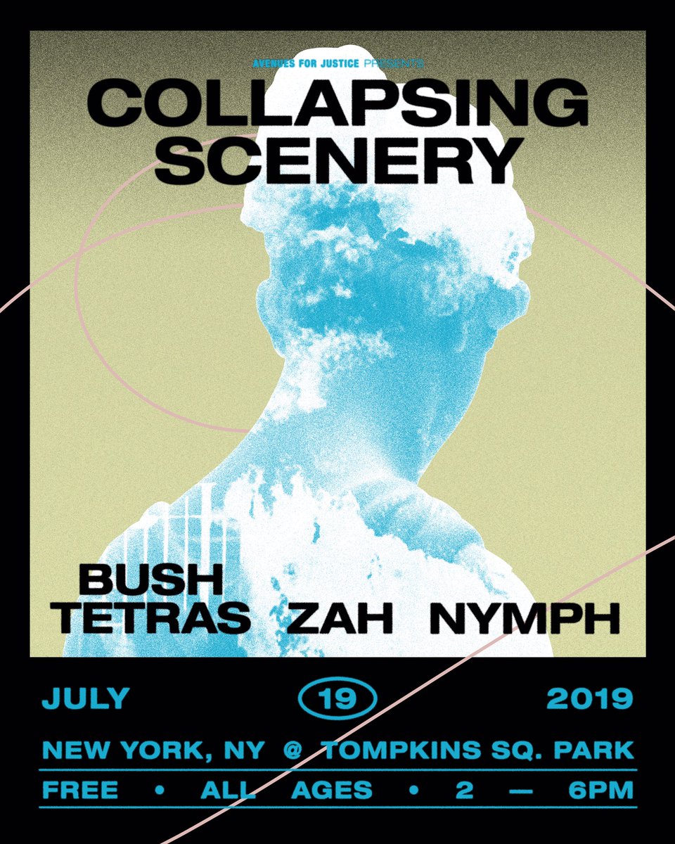 FREE LIVE SHOW TODAY:
TOMPKINS SQAURE PARK 
@CollapsingScene Album Launch
 w/ @bandofnymph
+ @bushtetras
+ ZAH
JULY 19 2019
FREE ALL AGES W/ @Avenues4Justice 
2-6PM Mid day show!
Come over for a long lunch!