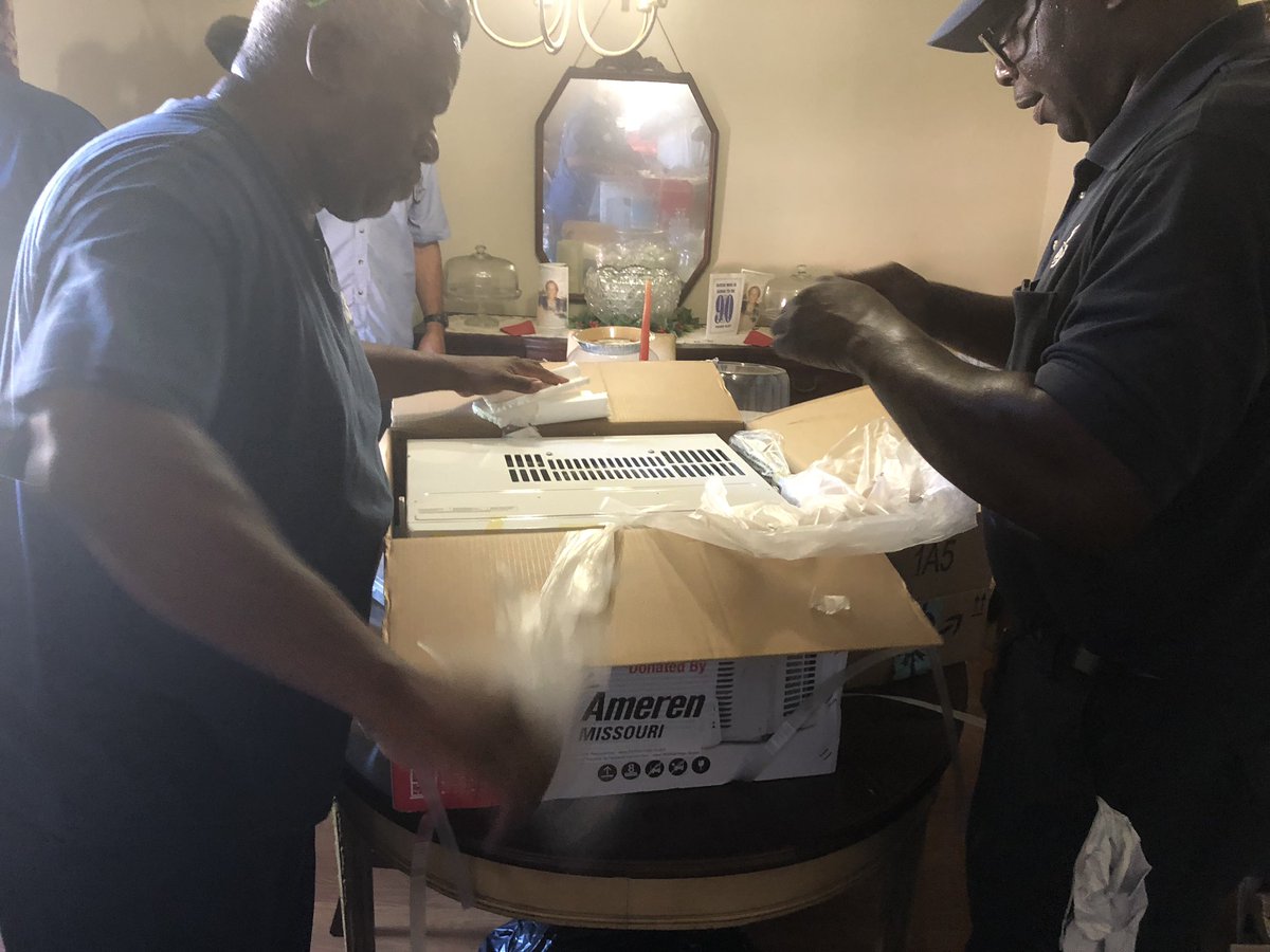 LeonWhitener3's tweet photo. Another A/C unit installed today. This one in the 1400 block of Veronica. The temperature inside the home was 90 degrees! The @weatherchannel was on hand to cover the #stlcity heat. Thanks to @CoolDownStlouis, @GentryTrotter, @AmerenMissouri @STLFireDept, the partnerships work. https://t.co/z7w6TGEzvM