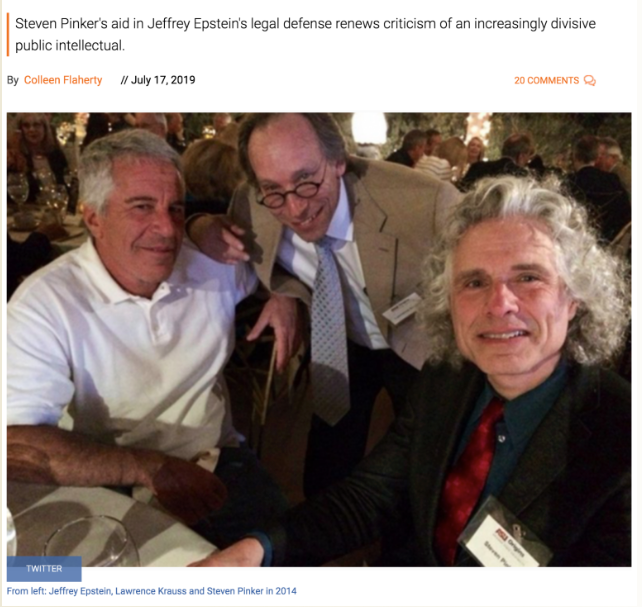 Jai_Cilento's tweet image. CTH: 'One In The Pinker': Shoe leather reporting on Epstein developments; Latest attacks from both Trump &amp;amp; the Dems; We finish on a poetry reading [Patreon] (@CHAPOTRAPHOUSE  JUL2019) #Epstein #Pinker #Coyne #whyEvolutionIsTrue #chapo #SendHerBackChants  tinyurl.com/yxl4djfh