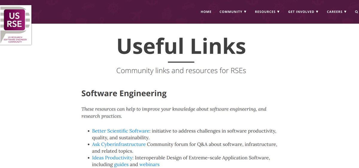 us_rse's tweet photo. Are you looking for #rseng resources, like software engineering best practices, or communities that might be of interest? We've just added the useful links page to the #usrse site, check it out! https://t.co/6yMmCXRtbe Have a link? Let us know! https://t.co/o9WxYU8kK0