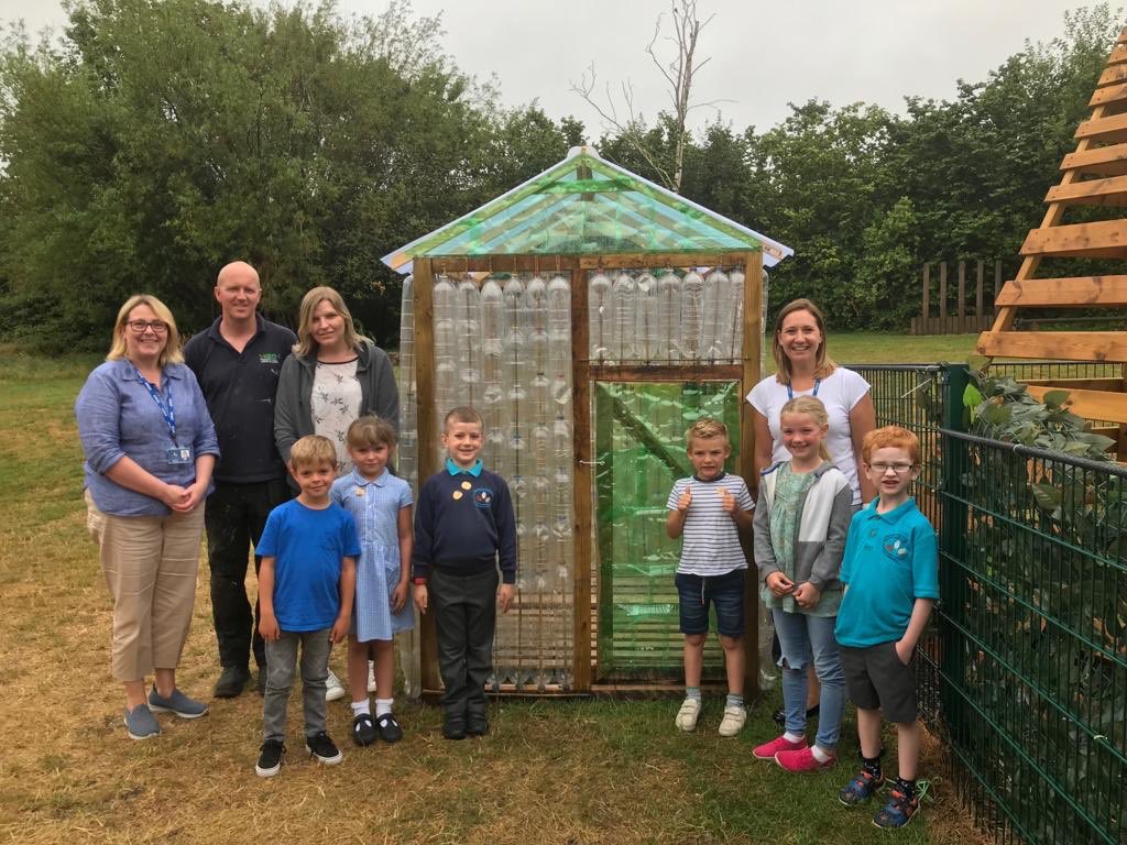 Bottle greenhouse completed. Thank you to everyone who helped. Thanks to Claire David and Robert Parfitt. Thank you to Homebase for providing some of the materials and the water butt. Special thanks to Mrs Butcher for running and completing the project. Diolch yn fawr! 😀