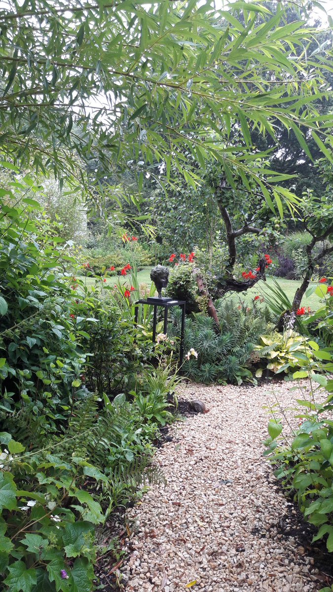 Getting ready for Sunday's village open gardens &amp; arts. Well if Brendon Murless 's sculptures look this good in the rain imagine how splendid they'll be on sunny Sunday pm?! &amp; just my garden, other sculptures on view in the others. Whitchurch Canonicorum DT6