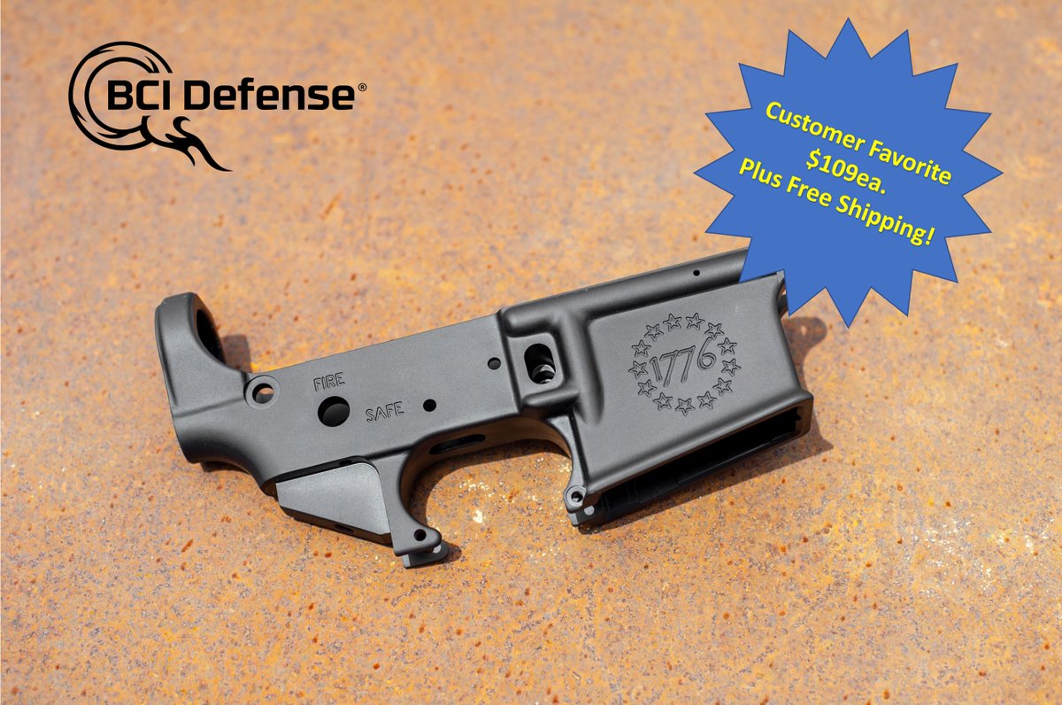 BCIDefense's tweet photo. Our Customers Have Spoken....the 1776 w/Stars Stripped Lower is their Favorite!  #Freedom #Democracy #2A #TrueManufacturer #FridayMotivation #StatusQuoSucks #StrippedLower #FridayThoughts #ChristmasInJuly #MadeInAmerica #AR15 #300BLK https://t.co/9cwC1M2ABv