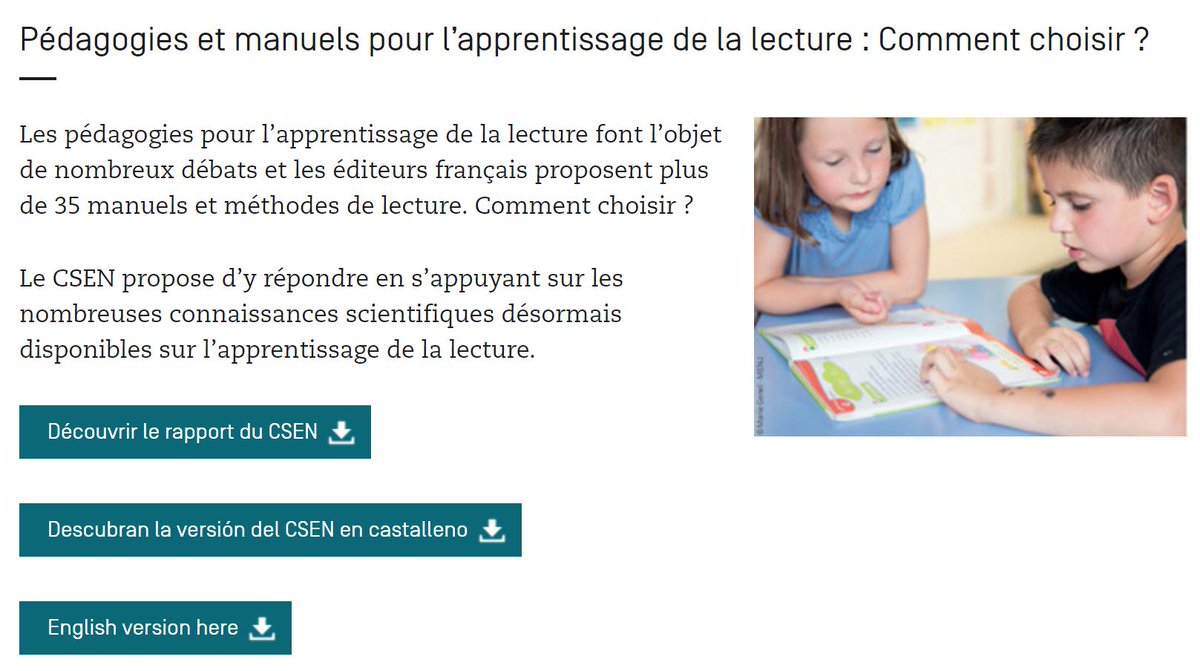 StanDehaene's tweet photo. Pédagogies et manuels pour l'apprentissage de la lecture: Comment choisir?

Retrouvez en vidéo l'une des conférences où j'explique les points essentiels du document du conseil scientifique:
https://t.co/vs6UDUVosc

Le texte lui même est ici (en 3 langues):
https://t.co/cMdEF8e7DD https://t.co/sQRKopPTEG