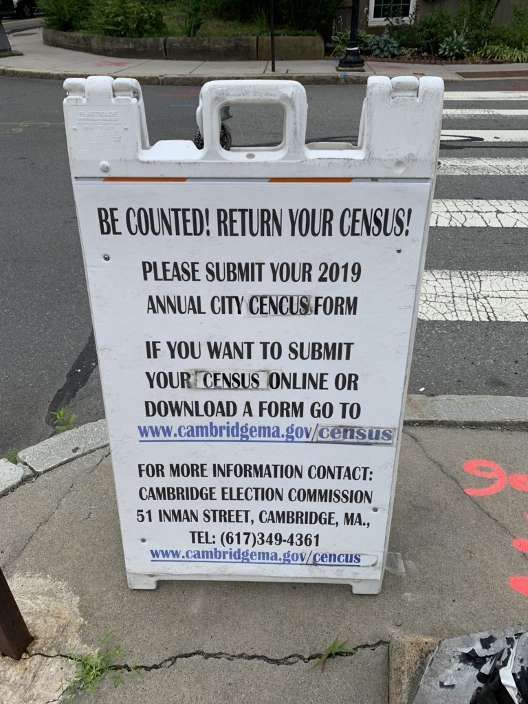 Datatrician's tweet photo. I love you, @cambma, but you gotta help this sign out a bit. The census is important! #census #cambma #spellcheck #signfail https://t.co/FqRSwHtH7V