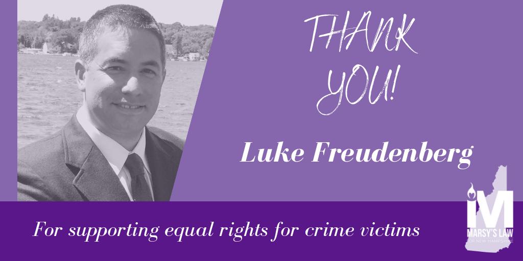 MarsysLawforNH's tweet photo. Thank You Luke Freudenberg for supporting equal rights for crime victims!  #ML4NH https://t.co/NXWn2tRqXa