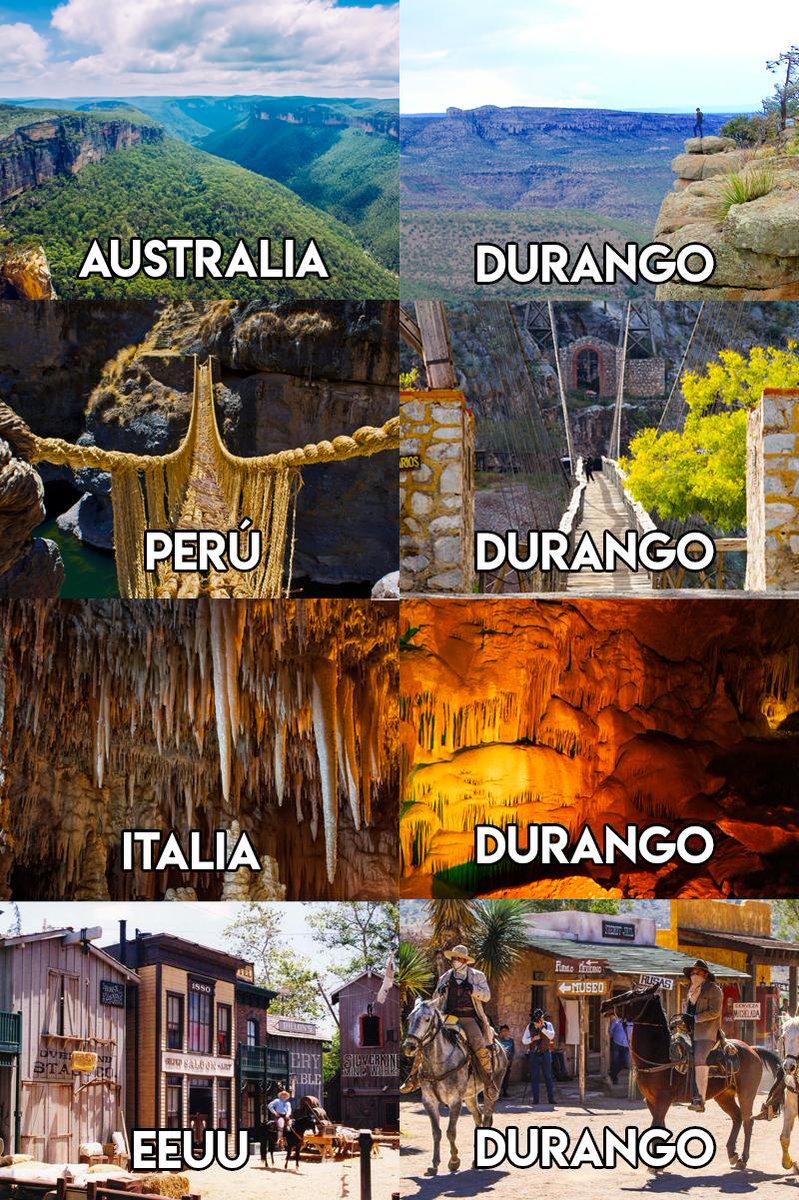 Turismo Durango Twitterissä: "¡No necesitas recorrer el mundo para conocer paisajes increíbles! 😍 Visita #Durango y enamórate de él💘. #ElMejorLugar #QuieroEstarAhí #BuenViernes ____ @dgosectur @gobdgo @EleazarGamboa @AispuroDurango… https://t.co ...
