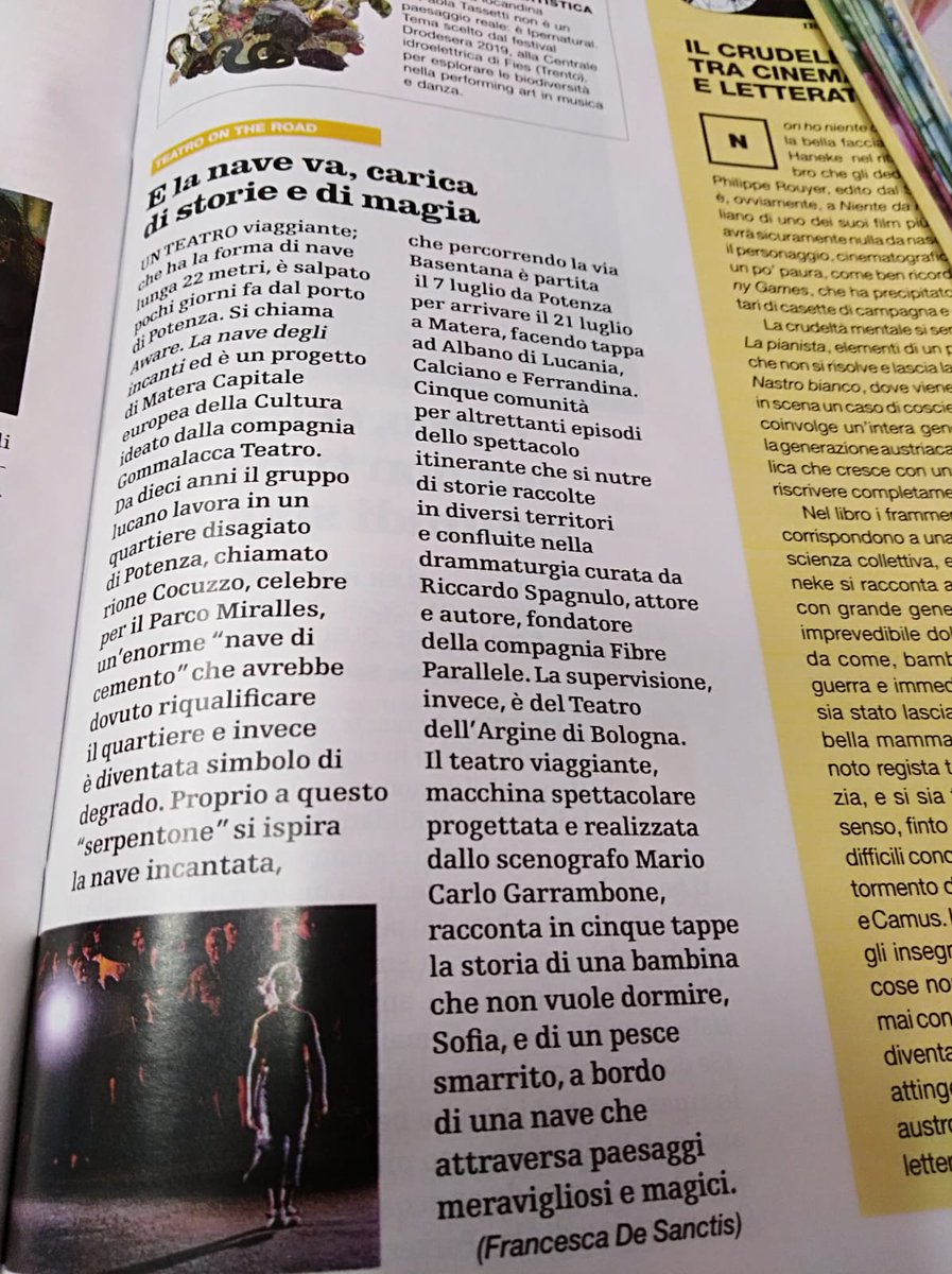 GommalaccaT's tweet photo. #LNDI - #pressreview
Chi ha preso @ilvenerdi, stamattina?
-
#LaNavedegliIncanti è una co-produzione di @Matera2019 e #gommalaccateatro, realizzata con il sostegno del fondo etico di #BCCBasilicata.
#AWARE
#Matera2019 #CoMatera #OpenFuture
#ilviaggiodiSofia
#unannostraordinario https://t.co/Ij1RUvUUbR