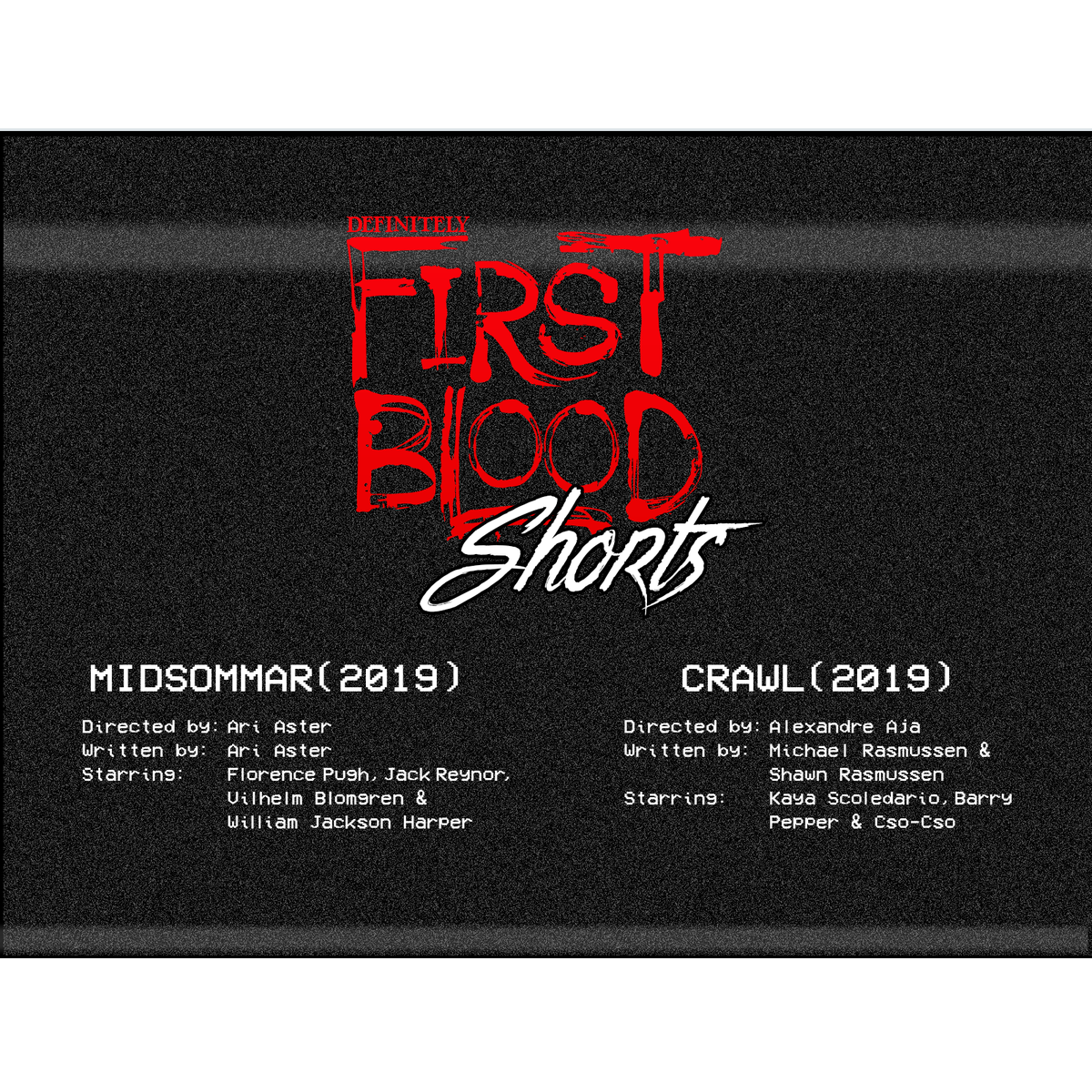DefFirstBlood's tweet photo. WARNING: SPOILERS! This week we have two new episodes of DFB Shorts! We ramble about Midsommar & Crawl! Listen on https://t.co/oV0Awi1t2y, Apple Podcasts, GooglePlay, Stitcher & more!
#AlexandreAja #AriAster #MidsommarReview #CrawlReview #Podcast #DefinitelyFirstBlood https://t.co/8EiwoEOBTS