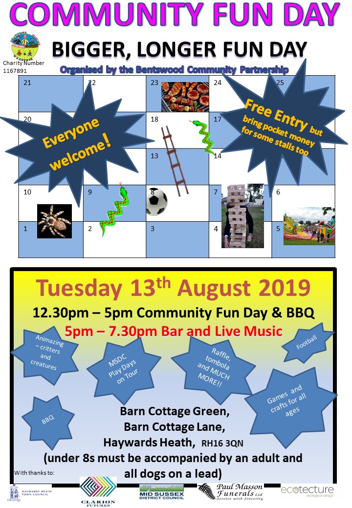Date for your Diary- 13th August!! BCP Community Fun Day. Please pass round the news.