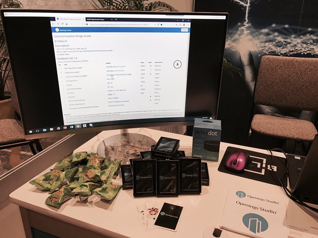 OpeningsStudio's tweet photo. Good morning, #DBWNa #BiLTNA! If youโre a registered user of #OpeningsStudio, stop by booth #53 and mention this tweet. First one to do so gets an #EchoDot! Don't worry ... you can pick up a couple of other "sweet" things, too. https://t.co/S7zLj62CEJ